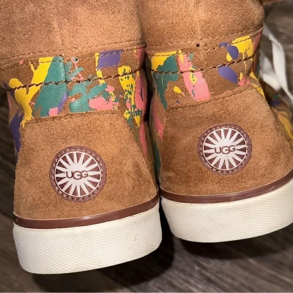 UGG Australia Paint Splatter Brown Suede High Tops sz 8